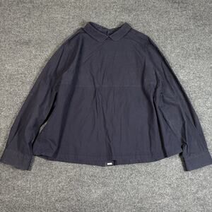 Chimala Japan Cotton Collared Shirt Size Large Navy Blue Button Back Top